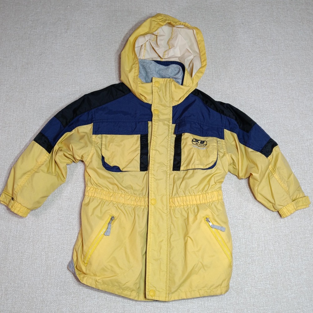 VTG OshKosh B'Gosh 3-In-1 Winter Jacket Coat Boys 5/6 Yellow Colorblock Y2K